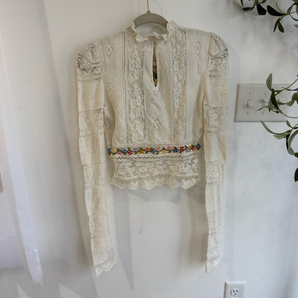 Free People Garden Grace Top Floral Embroidered - Picture 7 of 7